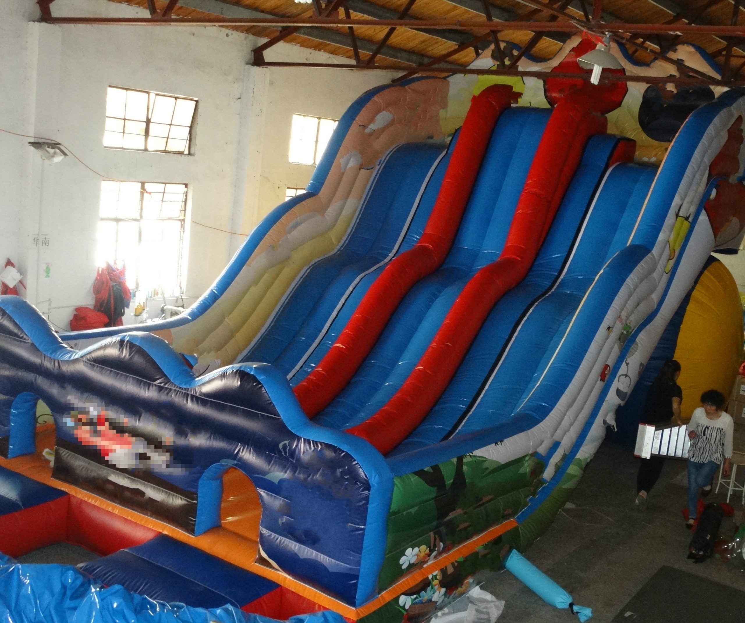 Commercial outdoor playground inflatable land slide with free blower