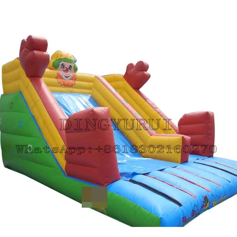 Outdoor Inflatable Land Dry Slide with Clown Design