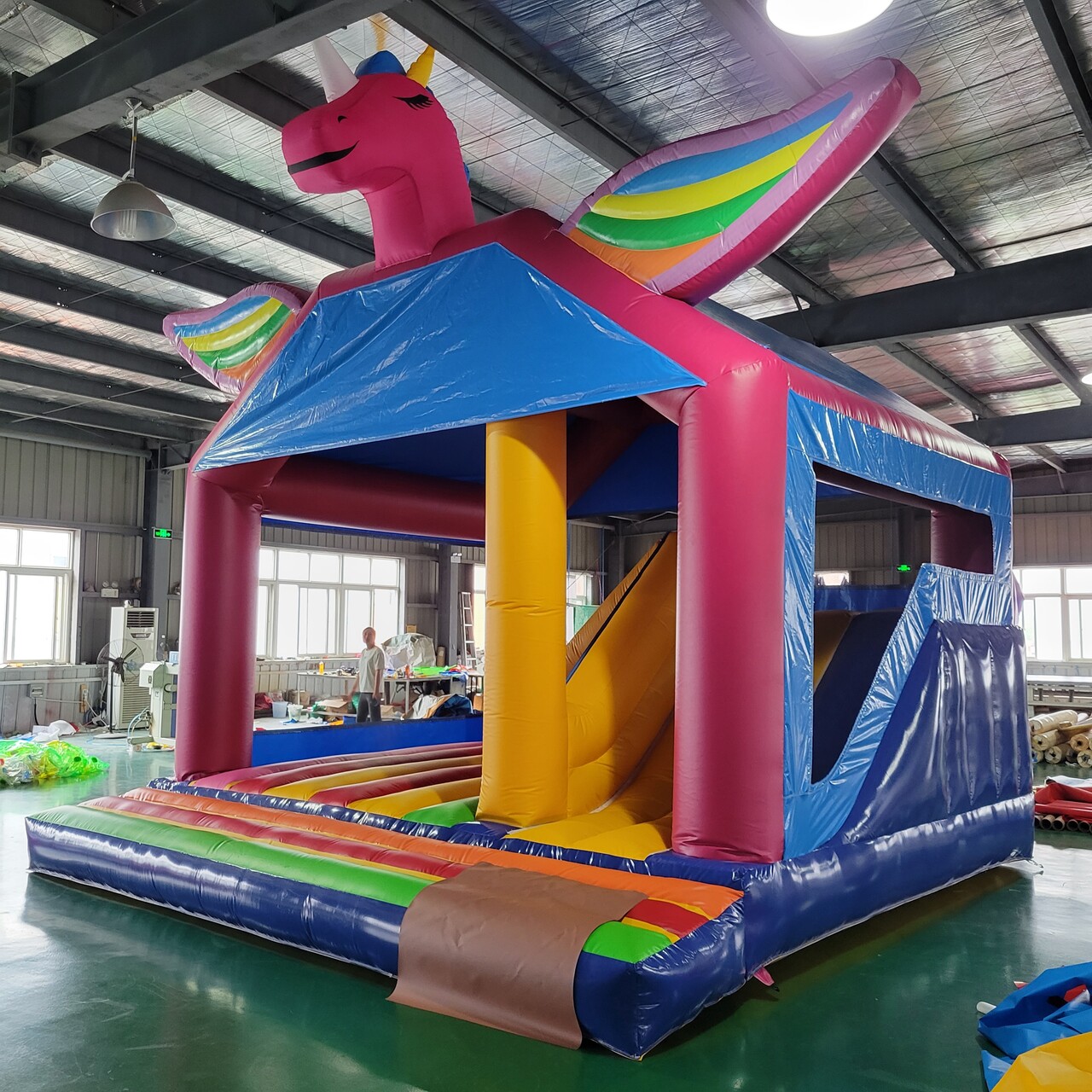 Unicorn inflatable bounce house castle 5x5m